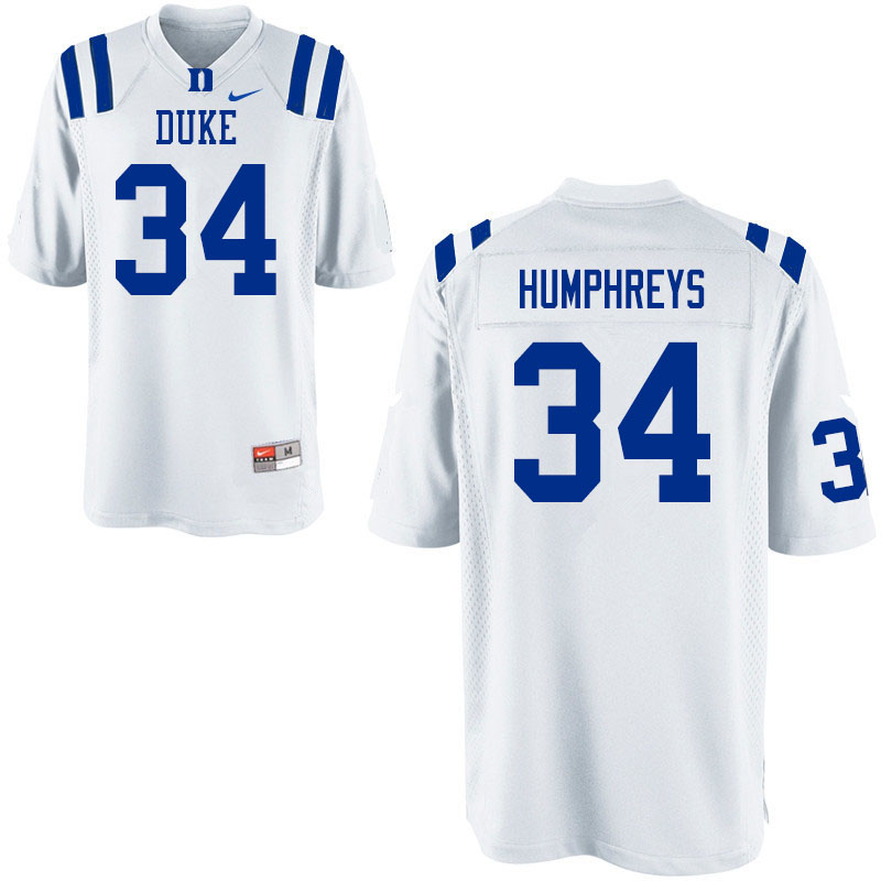 Duke Blue Devils #34 Ben Humphreys College Football Jerseys Sale-White
